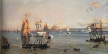 Репродукция картины "sea battle at the bay of patrae" художника "алтамурас иоаннис"