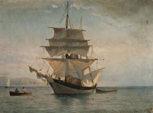Репродукция картины "boat to spetses" художника "алтамурас иоаннис"
