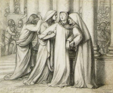 Копия картины "the virgin mary being comforted" художника "россетти данте габриэль"
