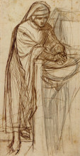 Картина "sketch for dante at verona, with a preliminary study for the principal figure" художника "россетти данте габриэль"