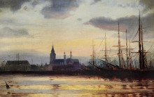 Репродукция картины "evening in the harbour" художника "алтамурас иоаннис"