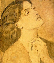 Копия картины "study of guinevere for 0sir lancelot in the queen`s chamber" художника "россетти данте габриэль"