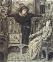 Репродукция картины "hamlet and ophelia" художника "россетти данте габриэль"