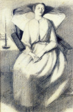 Картина "elizabeth siddal seated in a chair" художника "россетти данте габриэль"
