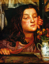 Репродукция картины "girl at a lattice" художника "россетти данте габриэль"