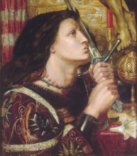Репродукция картины "joan of arc kisses the sword of liberation" художника "россетти данте габриэль"