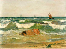 Репродукция картины "coast with waves" художника "алтамурас иоаннис"