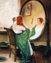 Репродукция картины "the green mirror" художника "роуз ги"