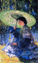 Репродукция картины "the green parasol" художника "роуз ги"