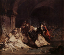 Репродукция картины "резня монахов в тамонде" художника "альма-тадема лоуренс"