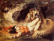 Репродукция картины "смерть ипполита" художника "альма-тадема лоуренс"