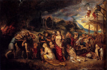 Репродукция картины "aeneas and his family departing from troy" художника "рубенс питер пауль"