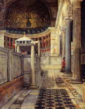 Репродукция картины "интерьер церкви святого клемента." художника "альма-тадема лоуренс"