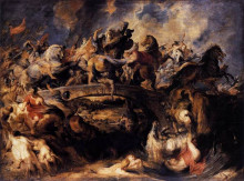 Репродукция картины "битва греков с амазонками" художника "рубенс питер пауль"