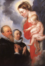 Репродукция картины "madonna and child with the donors alexandre goubeau and his wife anne antoni" художника "рубенс питер пауль"