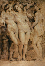 Репродукция картины "the three graces" художника "рубенс питер пауль"