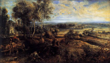 Копия картины "autumn landscape with a view of het steen" художника "рубенс питер пауль"