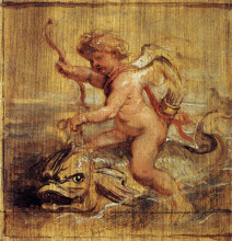 Репродукция картины "cupid riding a dolphin" художника "рубенс питер пауль"