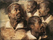 Репродукция картины "studies of the head of a negro" художника "рубенс питер пауль"