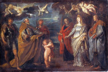 Репродукция картины "st. george with martyrs maurus, papianus, domitilla, nerus and achilleus" художника "рубенс питер пауль"