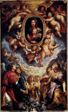 Репродукция картины "virgin and child adored by angels" художника "рубенс питер пауль"
