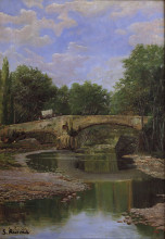 Копия картины "bridge over a river" художника "русиньоль сантьяго"