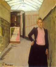 Картина "ticket seller at the moulin de la galette dance hall" художника "русиньоль сантьяго"