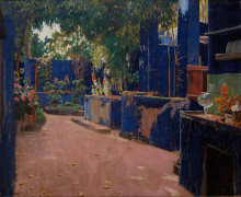 Репродукция картины "blue courtyard, arenys de munt" художника "русиньоль сантьяго"