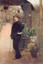 Репродукция картины "the painter miguel utrillo in the gardens of the moulin de la galette" художника "русиньоль сантьяго"