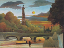 Картина "seine and eiffel tower in the sunset" художника "руссо анри"