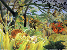 Репродукция картины "нападение в джунглях" художника "руссо анри"
