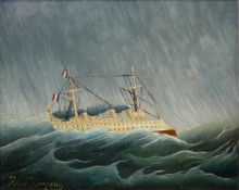 Репродукция картины "the storm tossed vessel" художника "руссо анри"