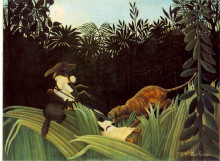 Копия картины "scout attacked by a tiger" художника "руссо анри"