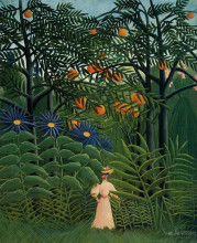 Репродукция картины "woman walking in an exotic forest" художника "руссо анри"