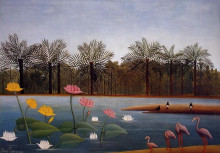 Копия картины "the flamingoes" художника "руссо анри"