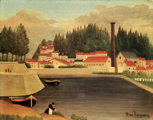 Картина "village near a factory" художника "руссо анри"
