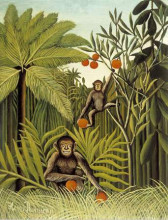 Репродукция картины "the monkeys in the jungle" художника "руссо анри"