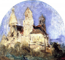 Копия картины "church of saint lou d&#39;esserant in the oise" художника "руссо теодор"