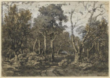 Репродукция картины "the&#160;oak tree&#160;crashed into&#160;the forest&#160;of&#160;fontainebleau" художника "руссо теодор"