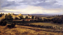 Репродукция картины "village in valley" художника "руссо теодор"