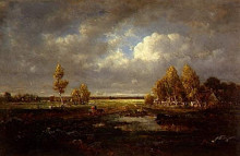 Репродукция картины "the&#160;pond&#160;near&#160;the&#160;road" художника "руссо теодор"