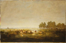 Репродукция картины "marshland in les landes" художника "руссо теодор"
