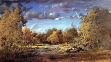 Репродукция картины "glade of the reine blanche in the fontainebleau forest" художника "руссо теодор"
