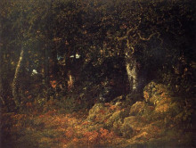 Репродукция картины "the oak in the rocks" художника "руссо теодор"