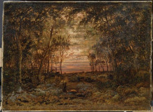Копия картины "sunset in the forest" художника "руссо теодор"