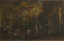 Картина "inside the forest grove at vieux dormoir du bas-br&#233;au (fontainebleau forest)" художника "руссо теодор"