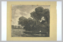 Картина "boat&#160;on&#160;a&#160;river&#160;lined with&#160;trees" художника "руссо теодор"