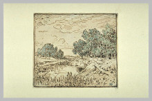 Картина "clumps&#160;of&#160;trees&#160;along&#160;a&#160;river" художника "руссо теодор"