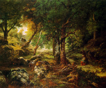 Копия картины "forest landscape sun" художника "руссо теодор"