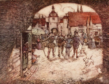 Копия картины "so the four brothers took their sticks in their hands, bade their father good-bye, and passed out of the town gate" художника "рэкем артур"